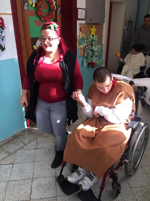 Isaac, dressed up as a shepard with Ms Mardor.